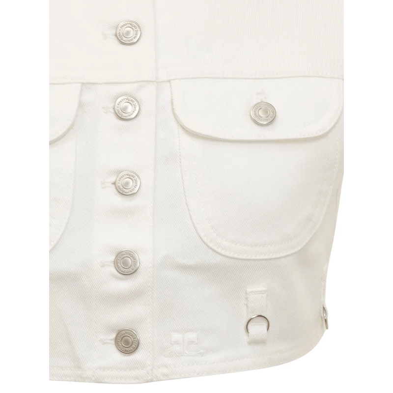 Courrèges Veste en jean Giubbino in Denim Multiflex weiß(Image 4)