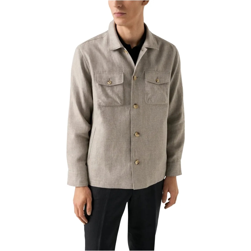 Eton Weste Eton Four Pocket Linen Lyocell Shirt Jacket Oversh beige(Image 3)