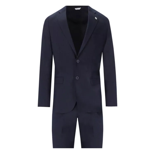 Manuel Ritz Dark Blue Single-Breasted Suit Blue 