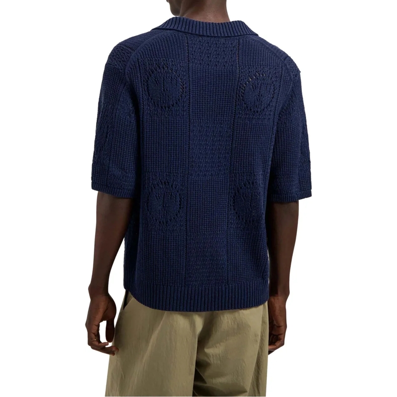 ØLÅF Poloshirt Olaf Face Logo Knit Polo Polos Donkerblauw M240702 blau(Image 4)
