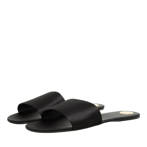 Saint Laurent Slide Toe Satin Sandals Black