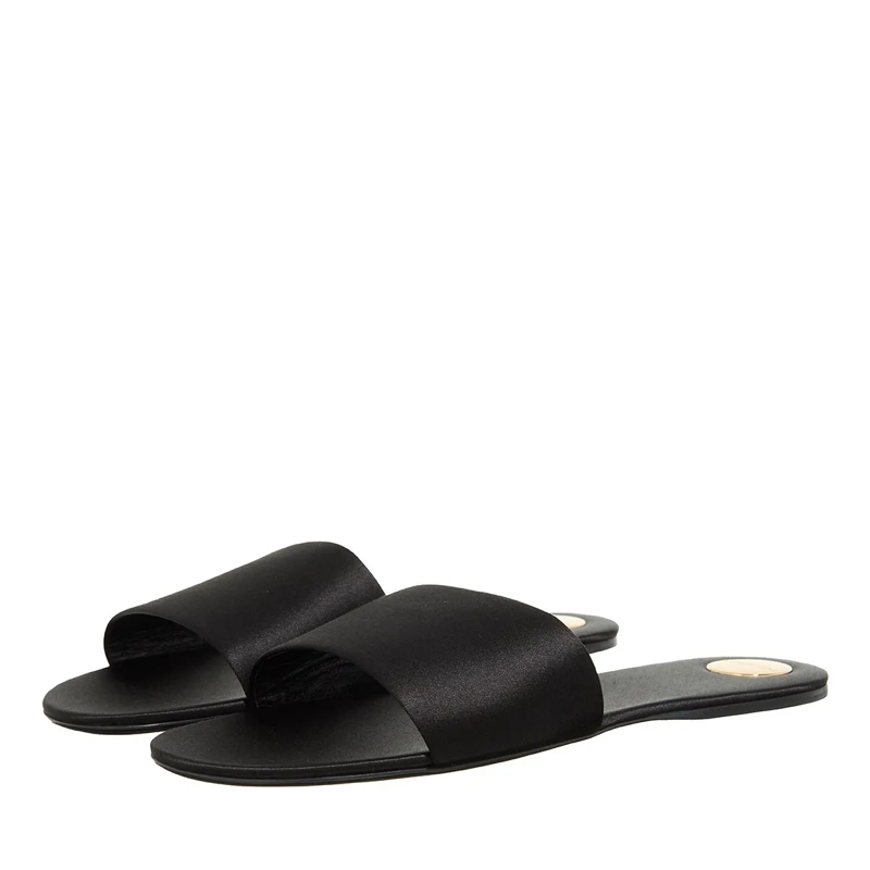 Saint Laurent Slides Toe Satin Sandals Black