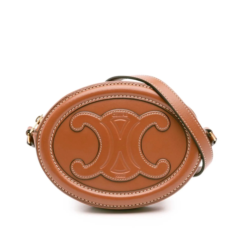 Celine Schultertasche Small Calfskin Cuir Triomphe Oval Crossbody braun