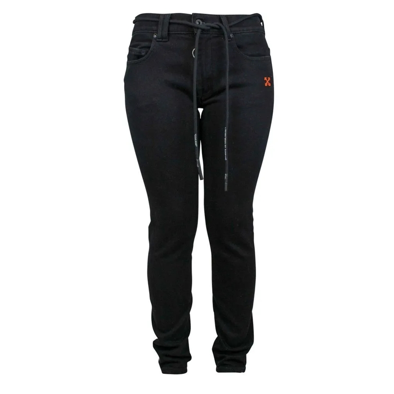 Off-White Jeans Slim-Fit Black Denim Jeans With Distinctive Stripe Black