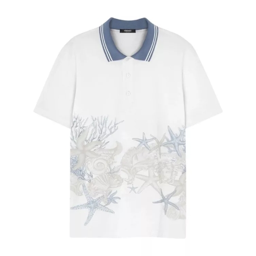 Versace White Starfish Print Polo T-Shirt White 