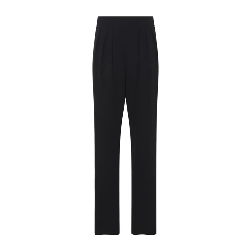 Giorgio Armani  Silk Trousers With High Waistband And Elegant Plea Black