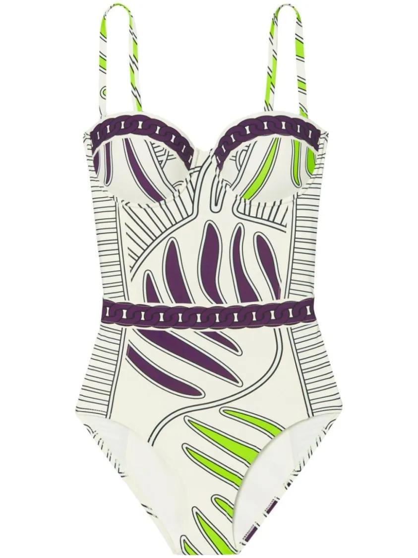 Tory Burch - One-Piece Swimsuit With Print - Größe M - weiß