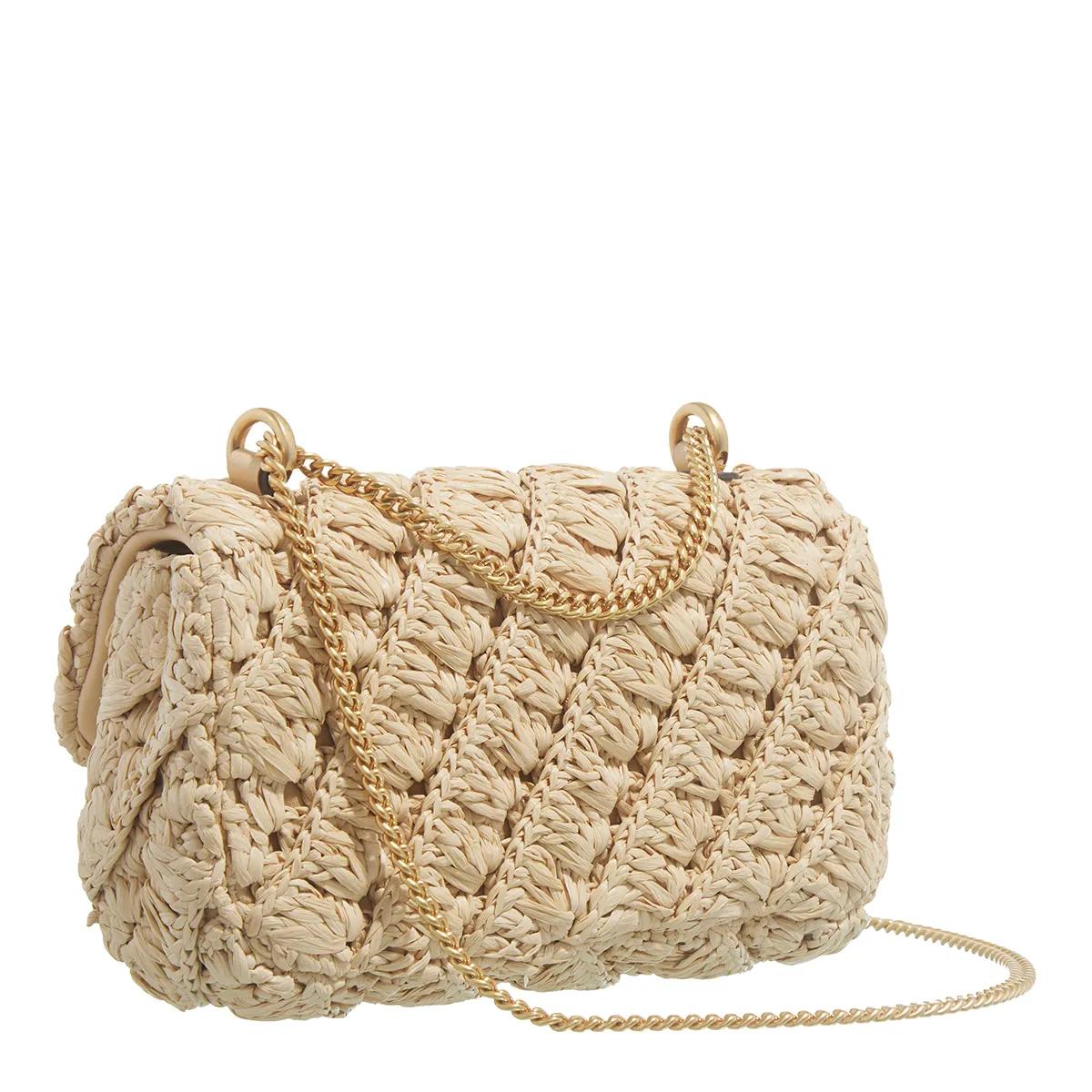 TORY BURCH Pochettes Kira Woven Mini Flap Bag in beige