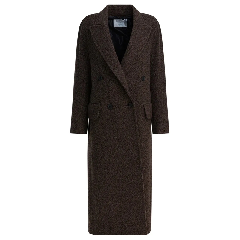 Max Mara Bontjassen Double-Breasted Wool-Cashmere Coat With Notched La Black