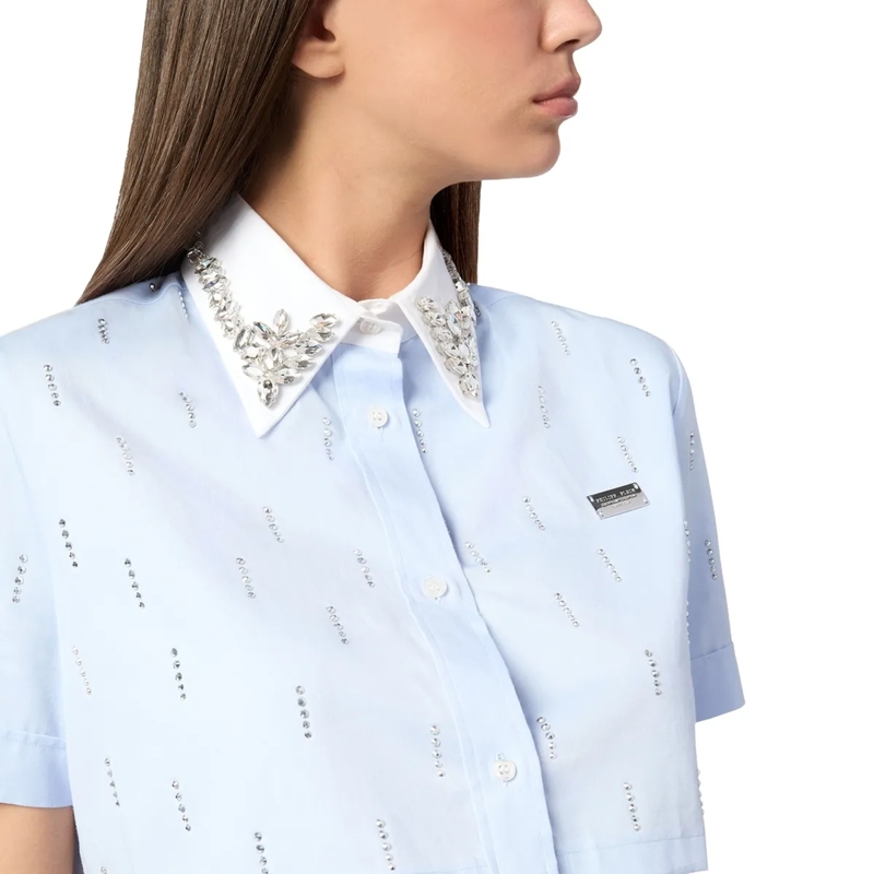 Philipp Plein Hemd Hemd Mit Schmucksteinen hell-blau(Image 4)