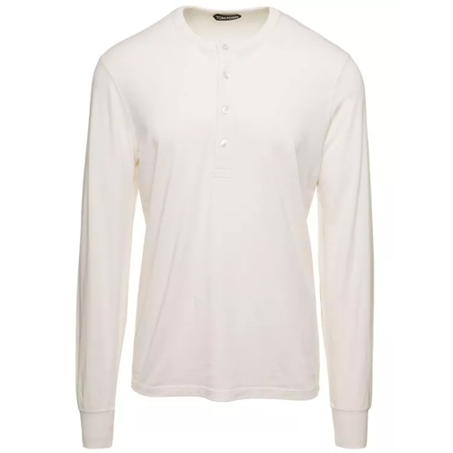 Tom Ford White Long-Sleeved T-Shirt With Buttoned Fastening White 