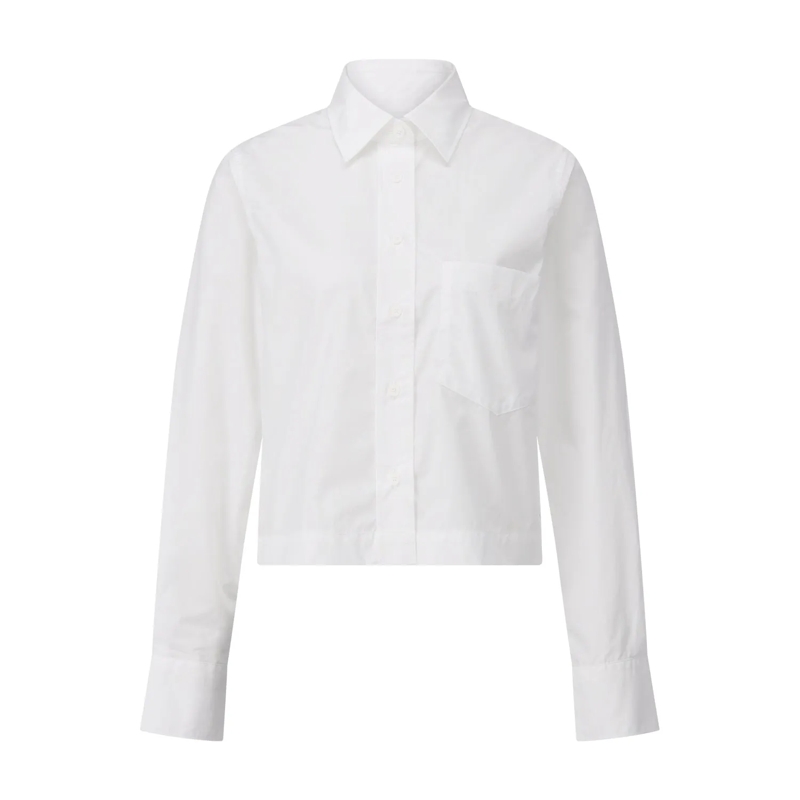 Closed Bluse Cropped Hemdbluse Weiß