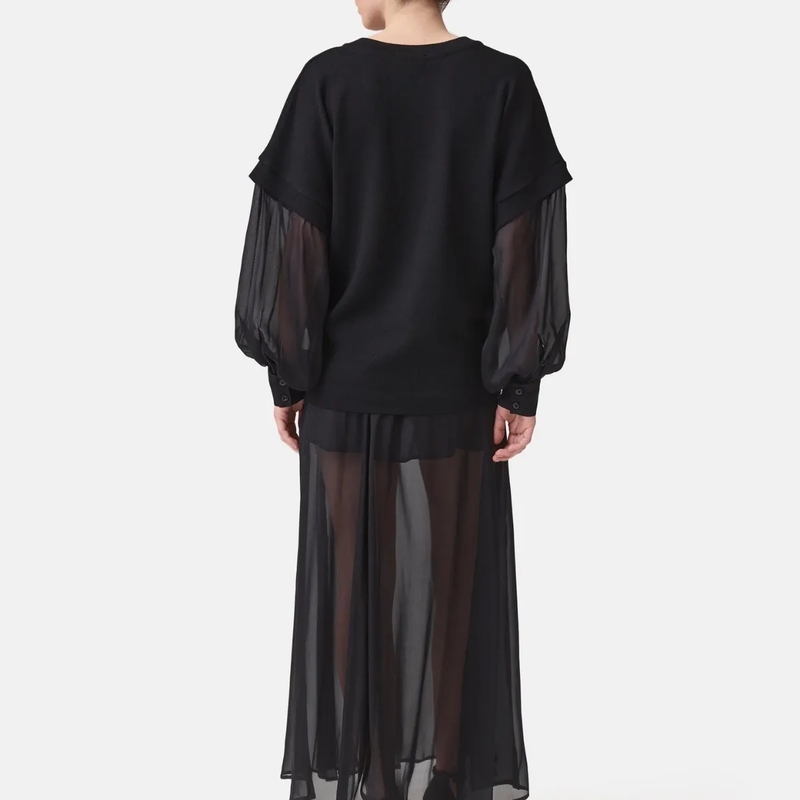 Helene Galwas Bluse V-Ausschnitt Pullover LEANDRA- Locker geschnitte schwarz(Image 3)