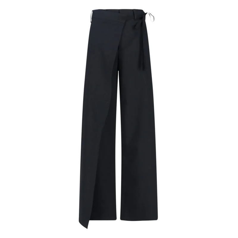 MM6 Maison Margiela  Tailored Black Trousers With Front Tie Detail Black