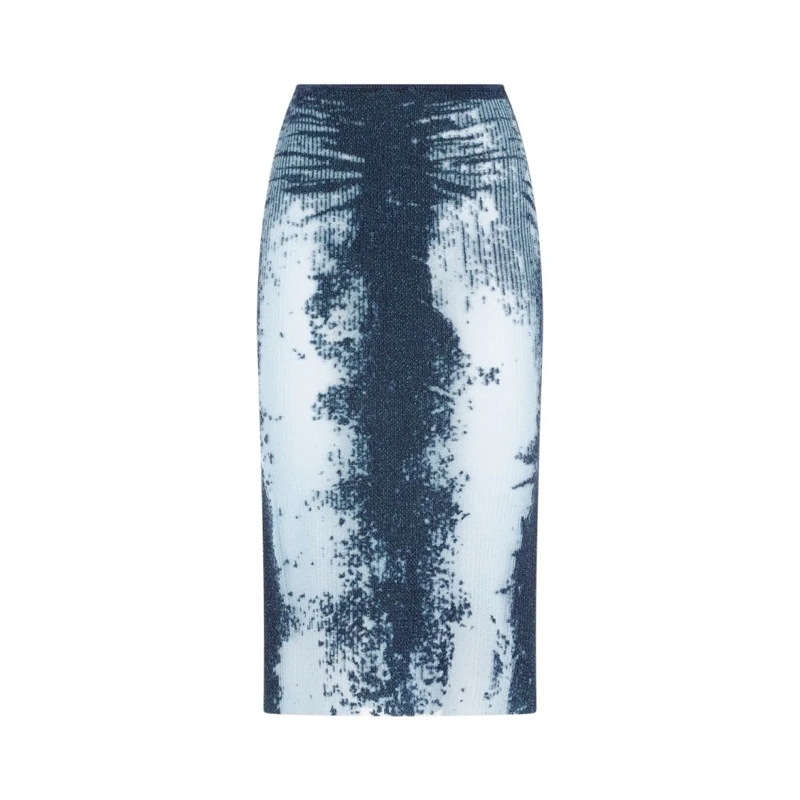 Diesel Jupe midi Midi Skirt In Devoré Metallic Knit Blue