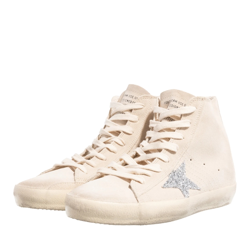 Golden Goose High-Top-Sneaker Francy Star Seedpearl Silver