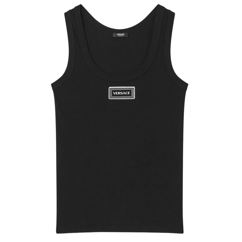 Versace Bluse Stretch Cotton Tank Top Black