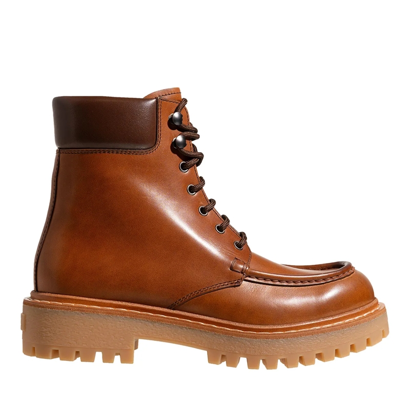 Prada Schnürstiefel Ankle Boots Cognac