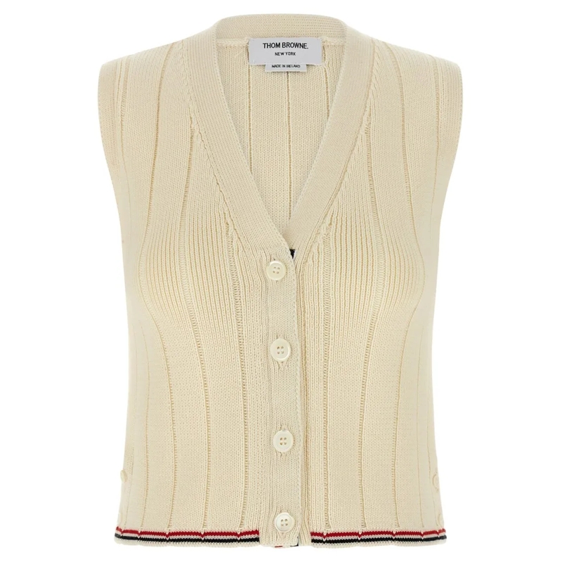 Thom Browne Pull Rwb Intarsia Vest Neutrals