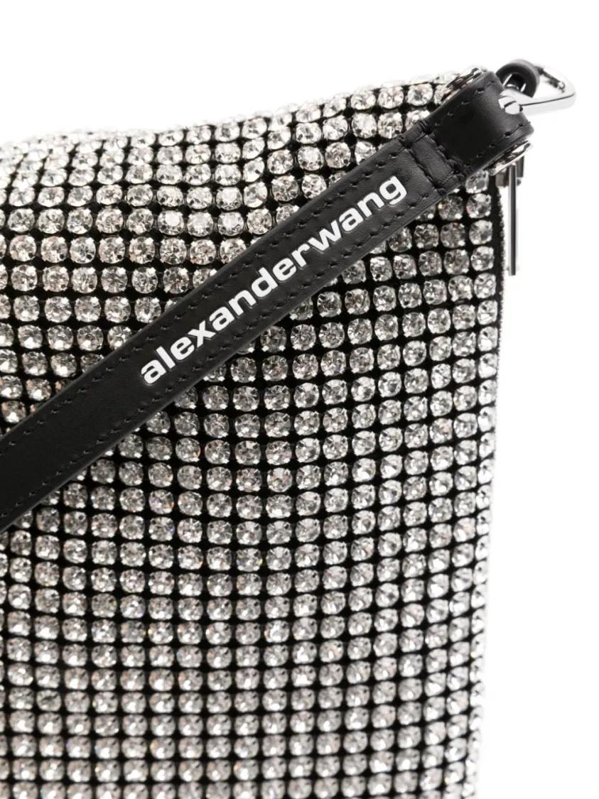 alexander wang Clutches Glass Top Zip Bag With Crystal Embellishment And D in grijs