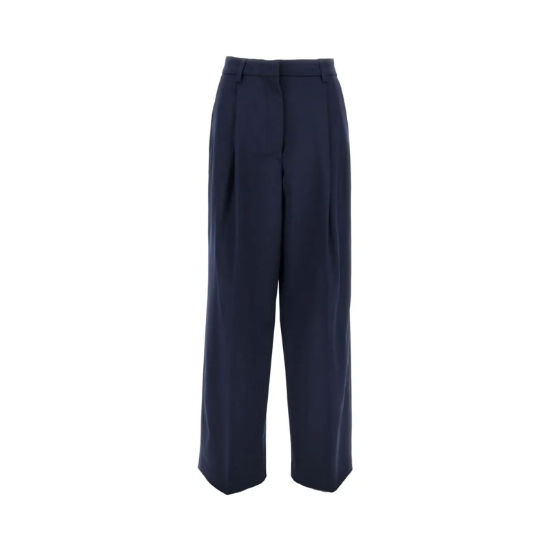 THE LATEST  High-Waisted Blue Trousers With Tailored Fit Blue