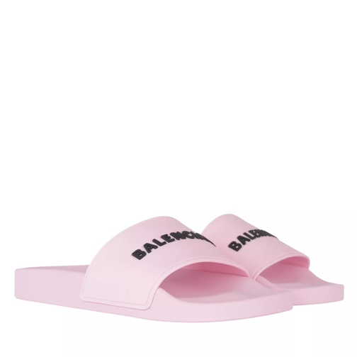 Balenciaga Slide Logo Sandals Light Pink/Black Slip-in skor