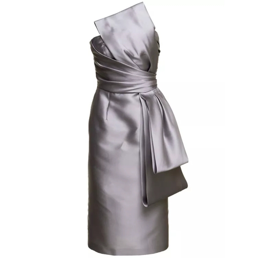 Alberta Ferretti Metallic Silver 'Bustier' Dress With Maxi Knot At  Grey 