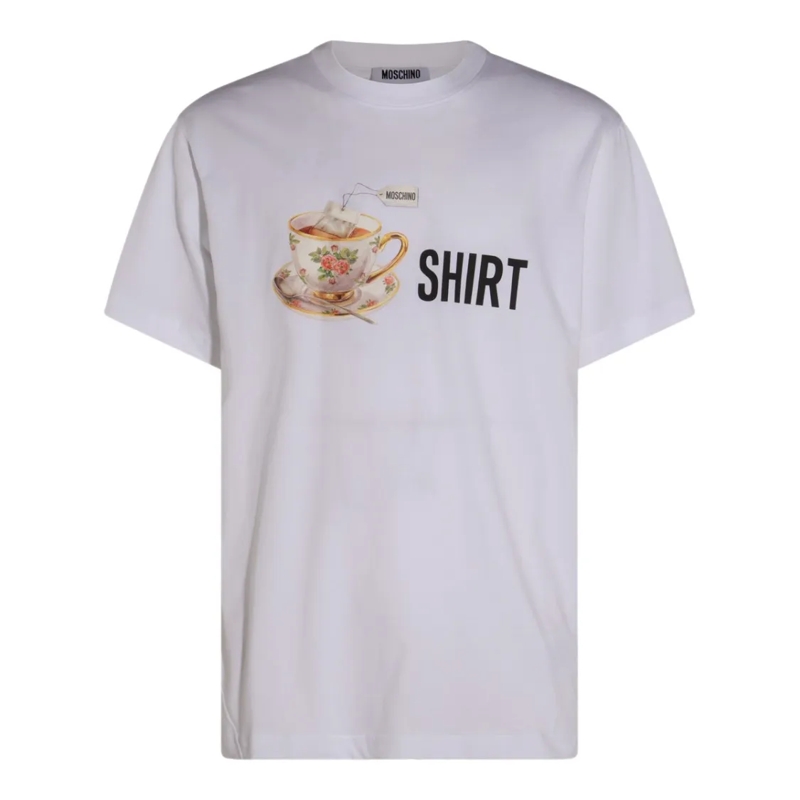 Moschino T-Shirt Graphic Floral Teacup White T-Shirt White