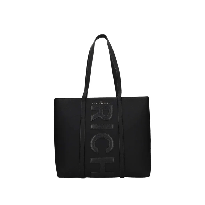 John Richmond Tote Structured Black Polyurethane Shopping Bag Black
