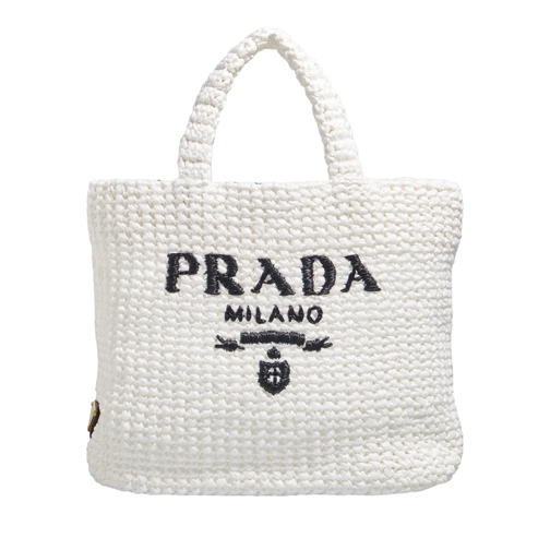 Prada Tote Small Open Double Handle With Contrasting Logo Inl Bianco