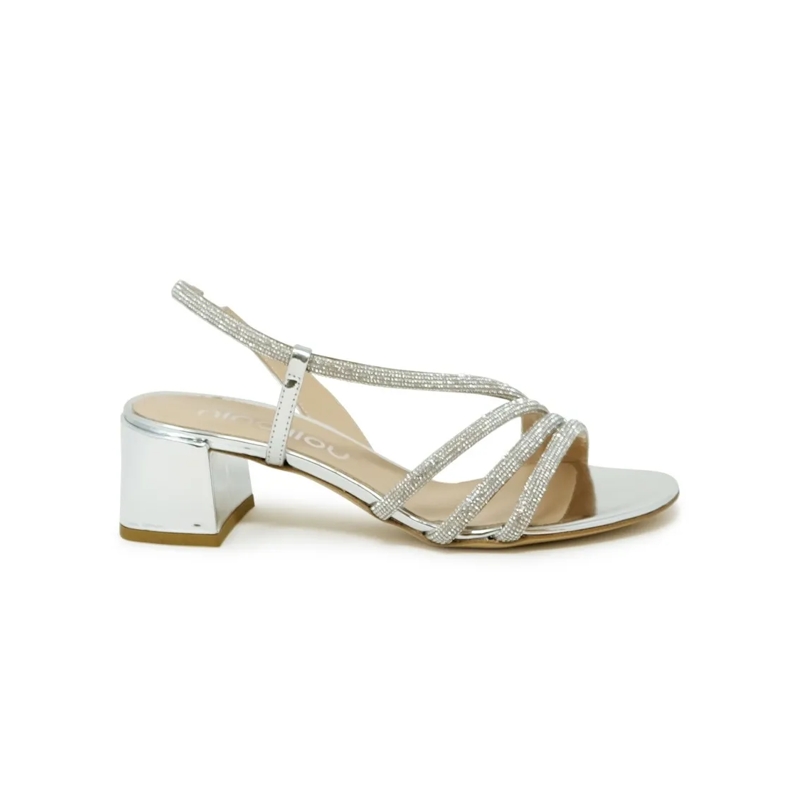 Ninalilou Sandalen Silver Leather Sandal Silver