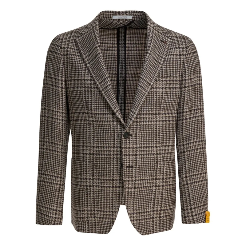 Tagliatore Blazer Checkered Brown Tailored Blazer With Notched Lapel Brown