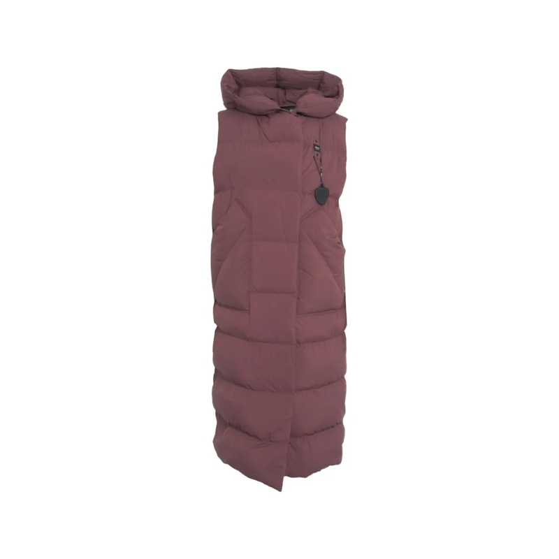 Blauer  Quilted Gilet With Padded Hood And Full-Length Zip Burgundy