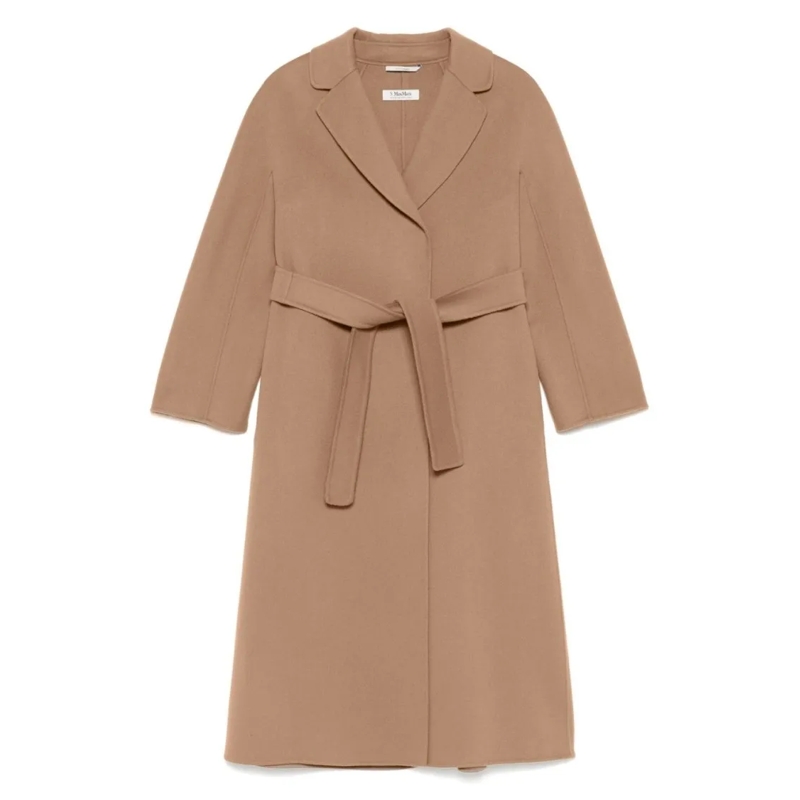 Max Mara Manteau de transition Beige Long Coat With Notched Lapels Neutrals