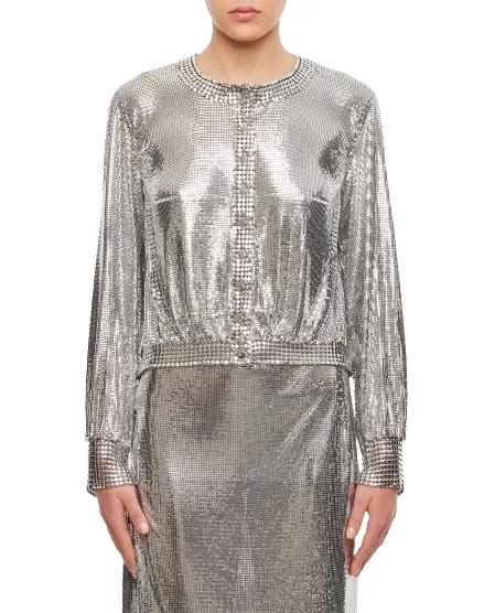 Paco Rabanne - Mesh Crewneck Sweatshirt - Größe 38 - silver