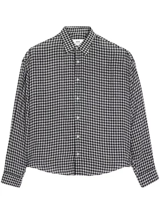 AMI Paris - Check-Pattern Shirt - Größe XL - black