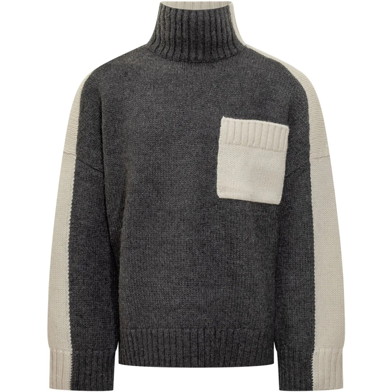 J.W.Anderson  Maglione a Collo Alto Bicolore  J.W Anderson dunkelgrau