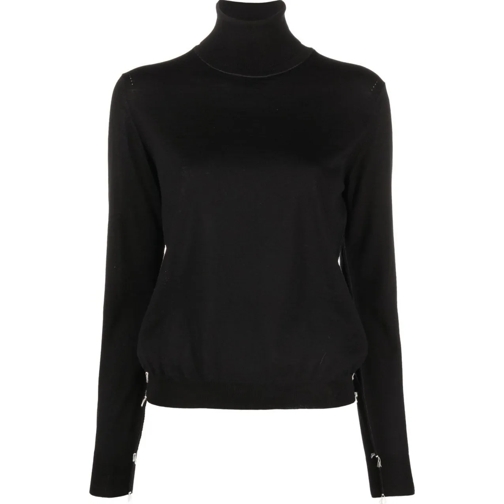 Maison Margiela T-shirts Turtleneck White Stitch Details Black weiß