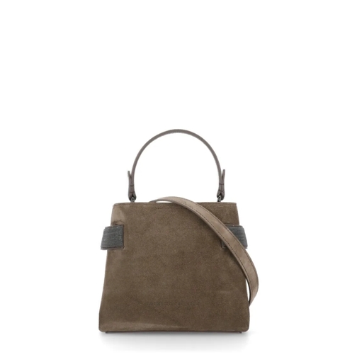 Brunello Cucinelli Suede Leather Hand Bag Brown Crossbody Bag