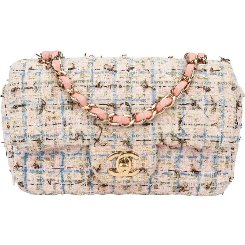 Chanel Tote Chanel Quilted Tweed Single Flap Crossbody Bag mehrfarbig