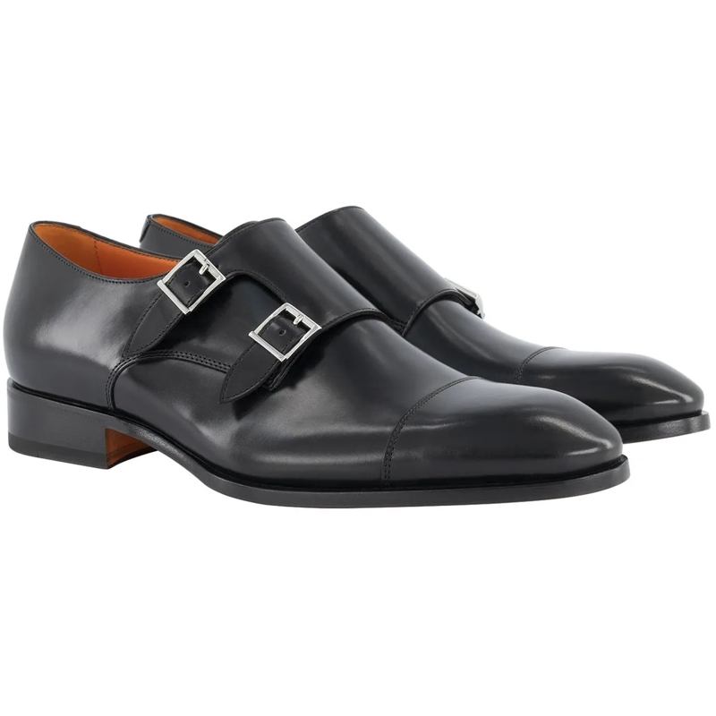Santoni Claquettes Double Buckle Carter schwarz