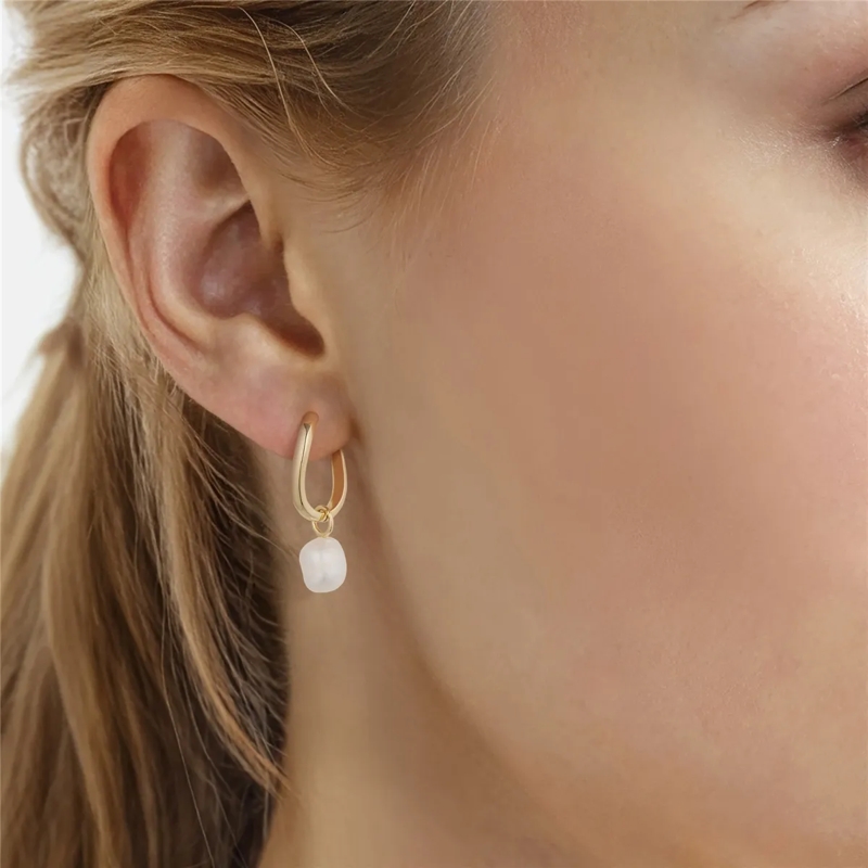 Glanzstücke München Ohrhänger Sterling Silber Perlen-Creolen Süßwasser-Zuchtperl weiss(Image 2)