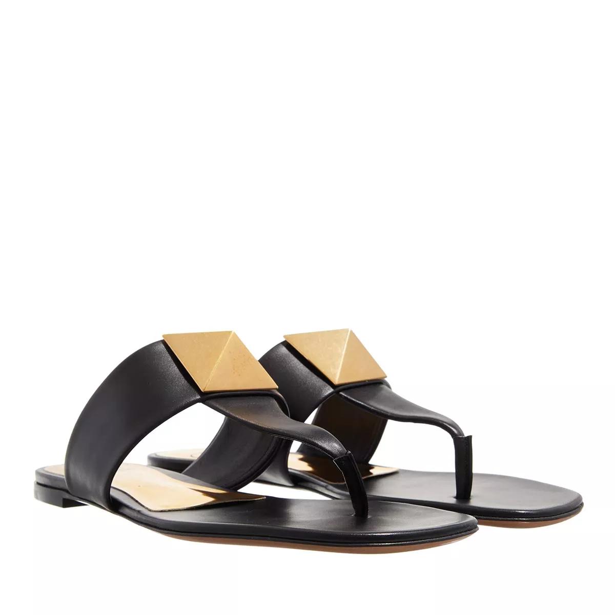 Valentino Garavani Sandalen & Sandaletten - Rockstud Flat Sandals - Gr. 36 (EU) - in Schwarz - für Damen