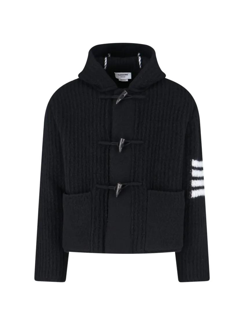 Thumbnail - Thom Browne - 4-Bar Hoodie Jacket – Black - Größe 3 - schwarz