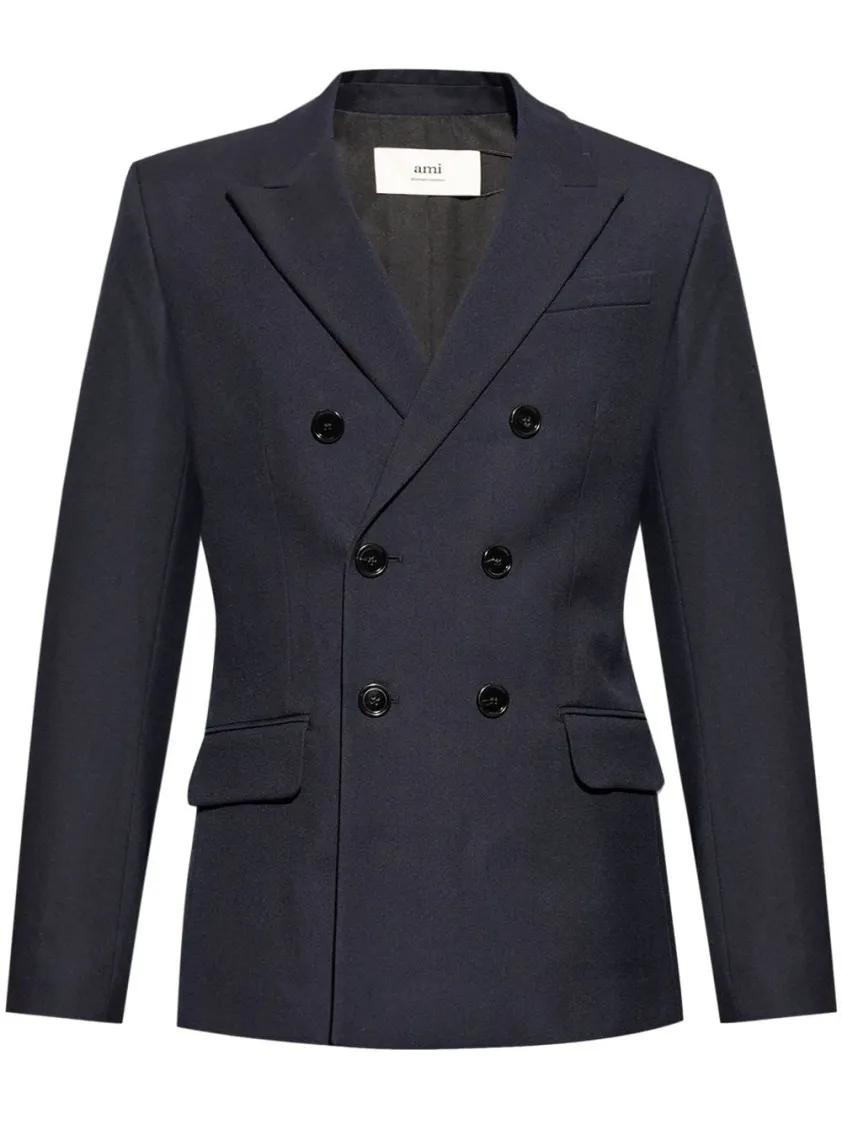 Thumbnail - AMI Paris - Navy Blue Double-Breasted Blazer - Größe 50 - blau