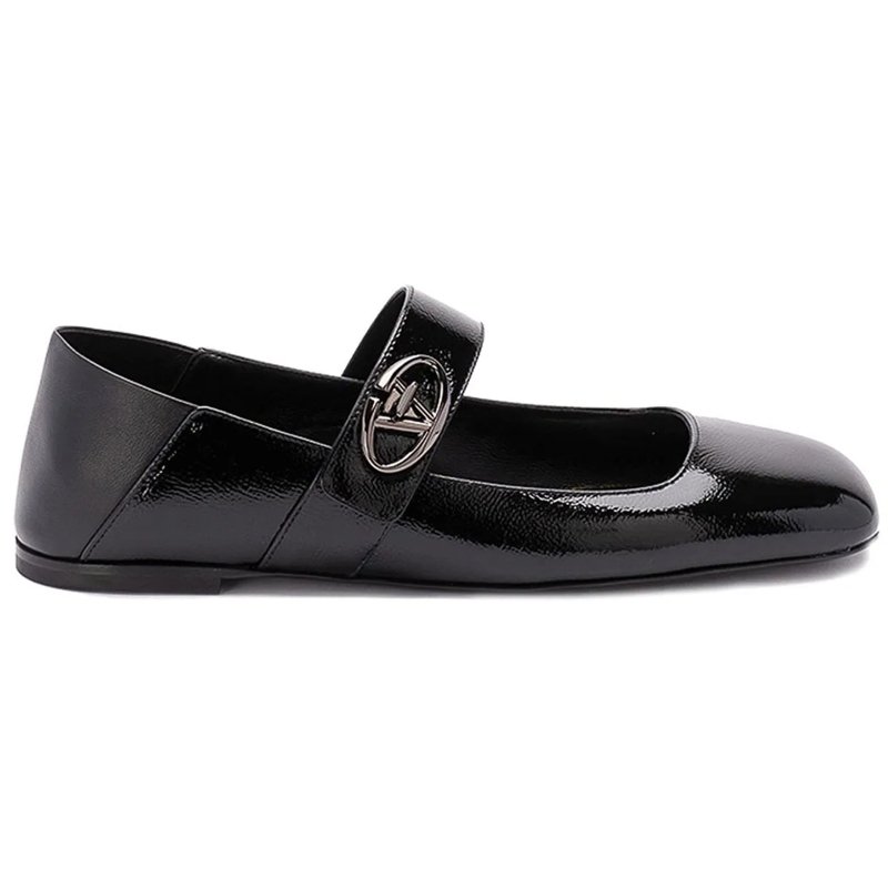 Valentino Garavani T-shirt Valentino Garavani Leather Locker Ballerina Flats schwarz