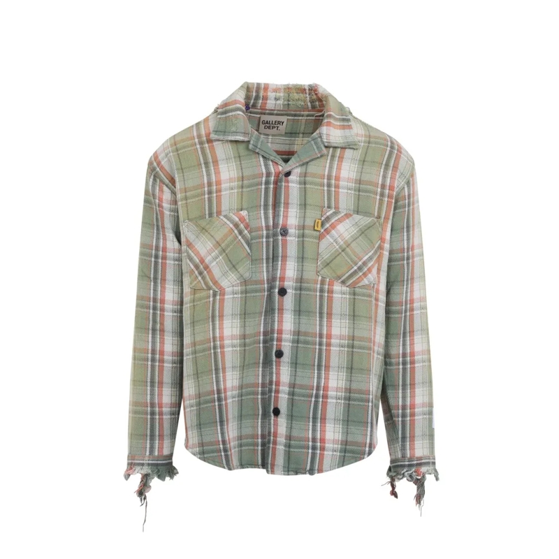 Gallery Dept. Hemd Faded Green Checkered Casual Shirt With Pointed Co Green