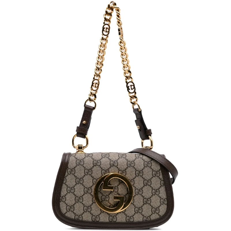 Gucci Schultertasche Mini GG Supreme Blondie Satchel braun