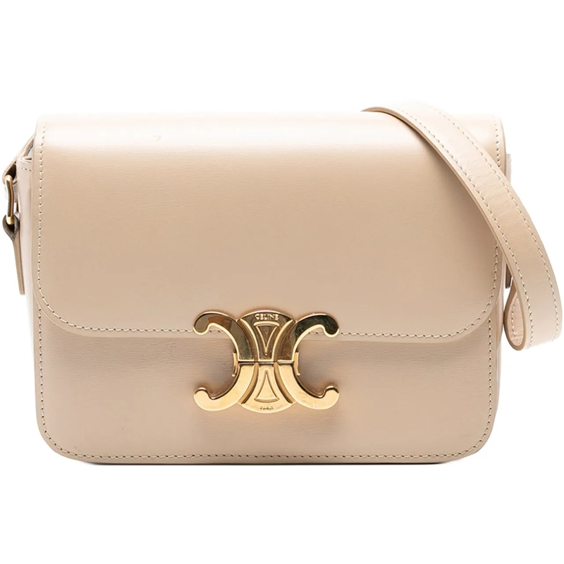 Celine Schultertasche Teen Shiny Calfskin Triomphe Crossbody braun