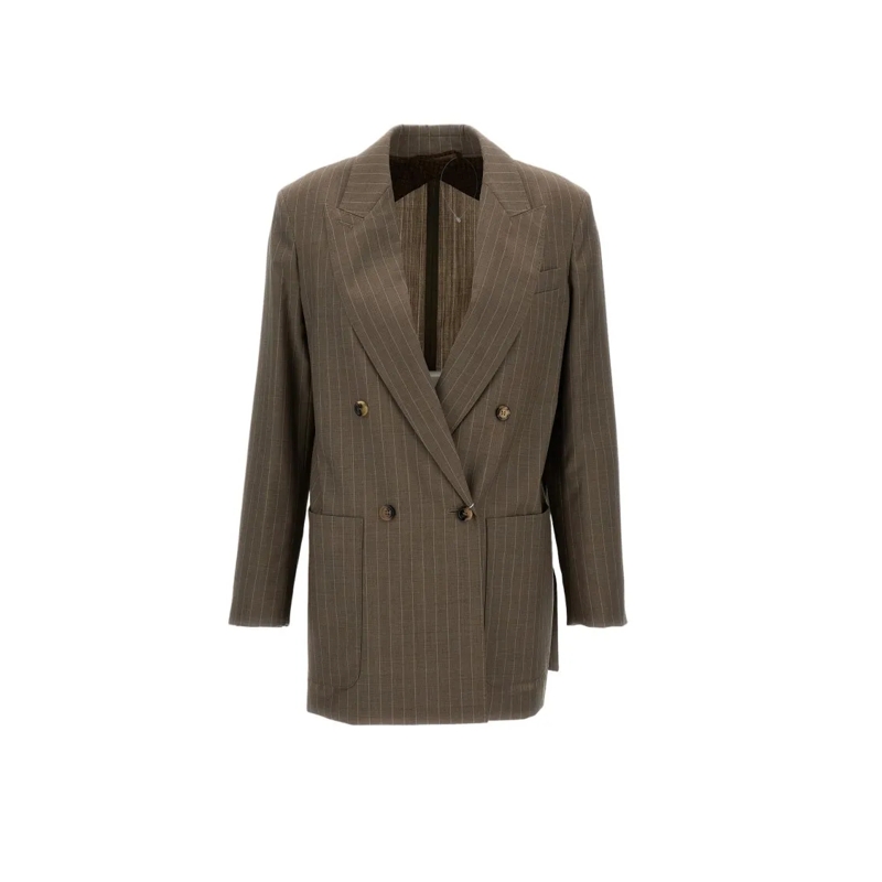 Max Mara Blazer Steel Pinstripe Jacket Brown